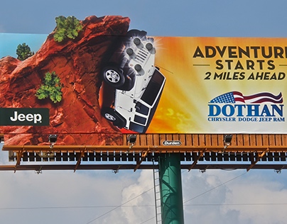 Cool Billboard w/ 2015 Jeep climbing a mountain