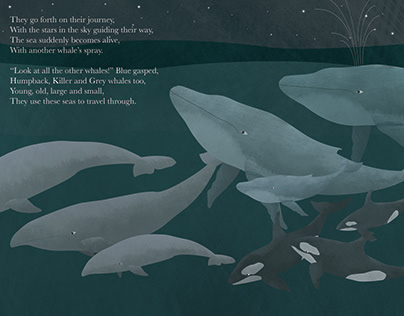 The Lonely Whale double page spread.