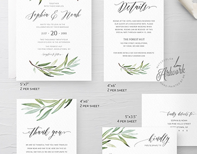 Boho Sage Green Wedding invitation