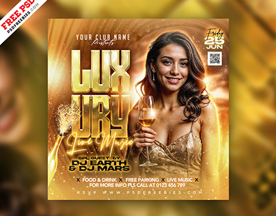 Free PSD | Gold Luxury Party Social Media Post PSD