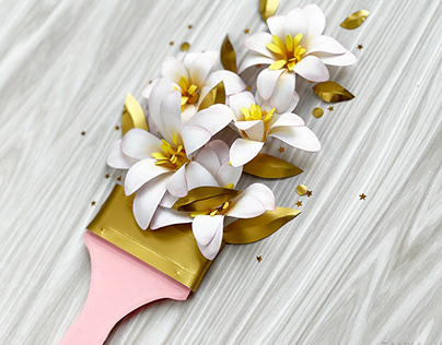 Paper Paint Brush with Flowers