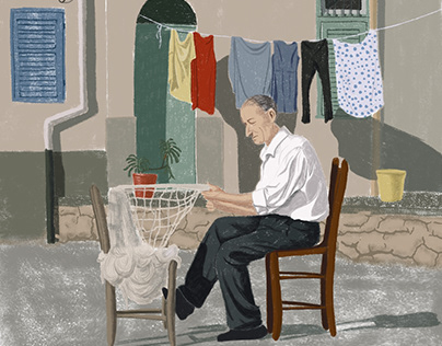 Italian old man illustration