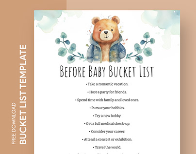 Free Editable Online Before Baby Bucket List Template