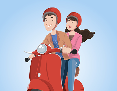 couple on scooter motorcycle