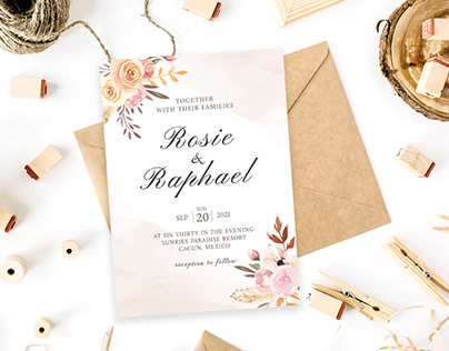 Free Blush Watercolor Wedding Invitation Template