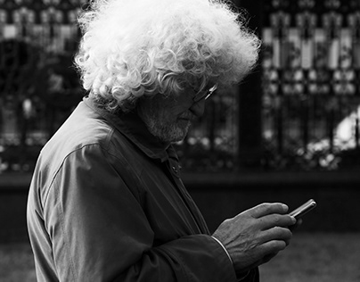 elderly man with telephone