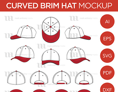 Curved Brim Hats - Vector Template Mockup