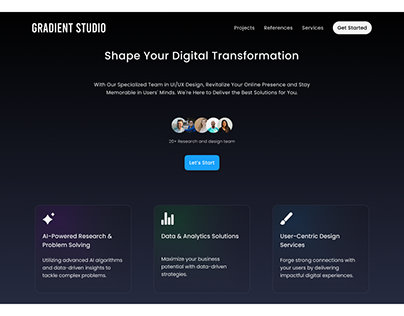 Gradient Studio Landing Page UI Design | Figma