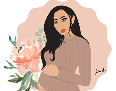 vector illustration of pregnant lady