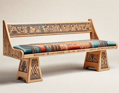 Engraved benches inspired by ancient Egyptian motifs