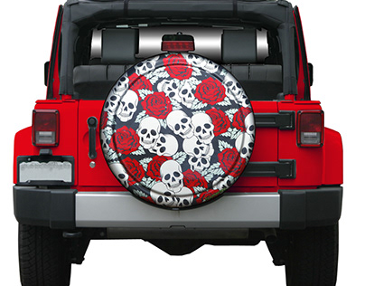 Skulls and Roses Printed Rigid Tire Cover