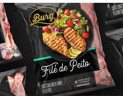 Chicken, pork and Hamburguer Packaging Design for Burg