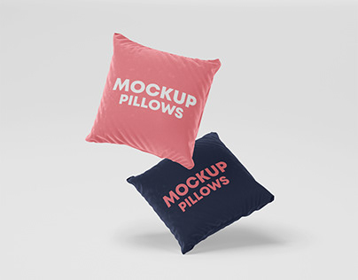 Flying pillows mockup in PSD
