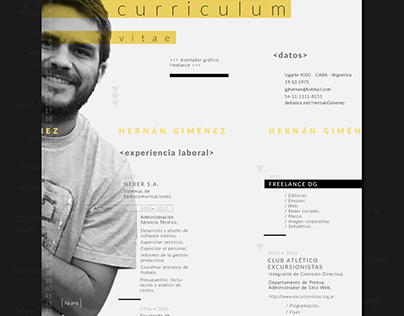 Curriculum Vitae. Diseñador gráfico freelance.