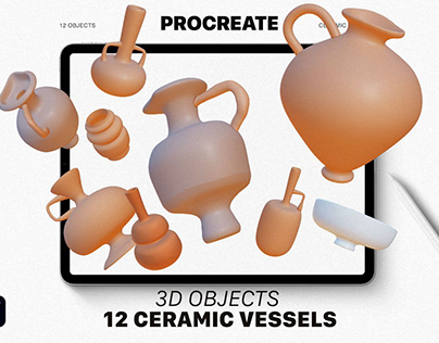 3D Ceramic Vessels for Procreate (FREE 3D)