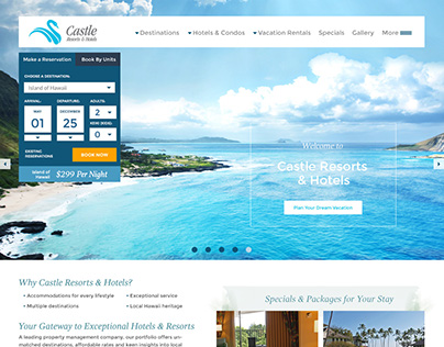 Castle Hotels Responsive Website Mockup