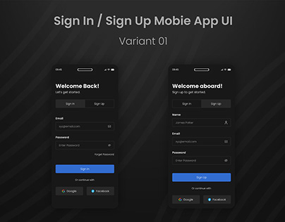Sign In & Sign Up App UI Screens