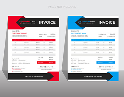 Professional modern business invoice design