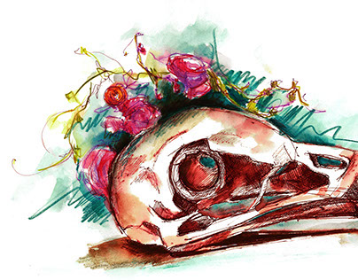 Skulls and flowers