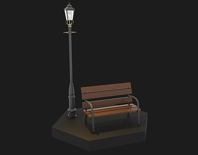 3D Bench and lamp