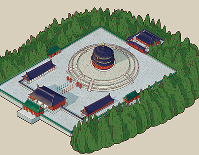 Project thumbnail - Isometric Illustration - Temple of Heaven