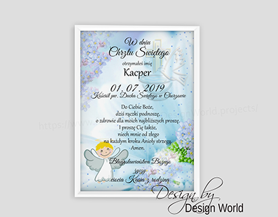 Blue baby birth certificate with little angel