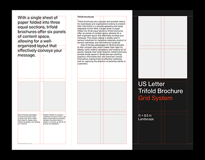 US Letter Trifold Brochure Grid System for InDesign