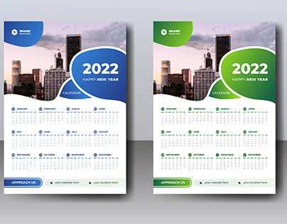Happy new year printable 2022 calendar design template