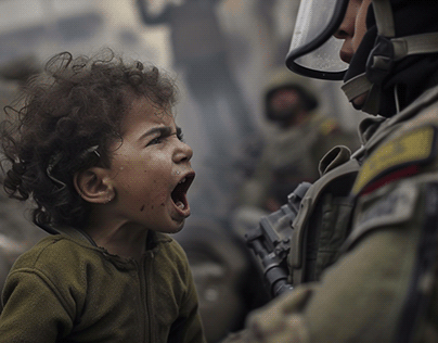Palestinian Children Against Israeli Soldiers
