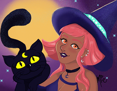 witch and cat