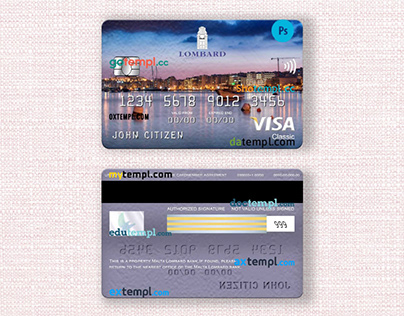 Malta Lombard Bank visa classic card template