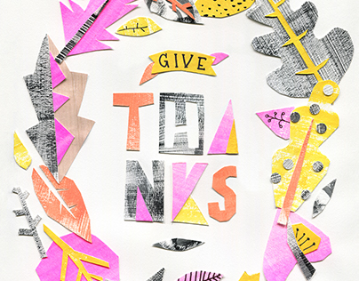 Give Thanks Cut Paper Collage