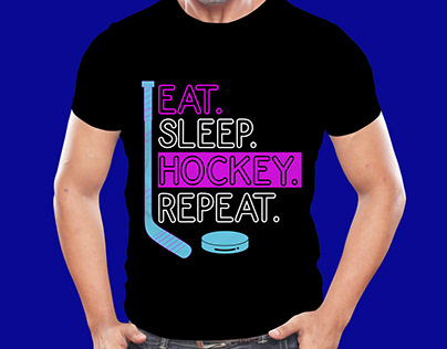 Eat Sleep Hockey Repeat T-shirt Design.
