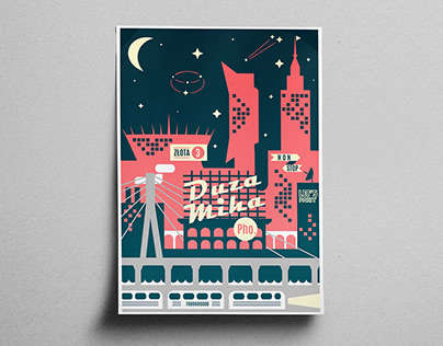 Warsaw restaurant by night | Poster Design