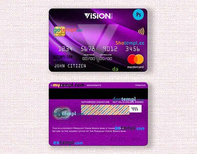 Paraguay Vision Banco bank mastercard, in PSD format