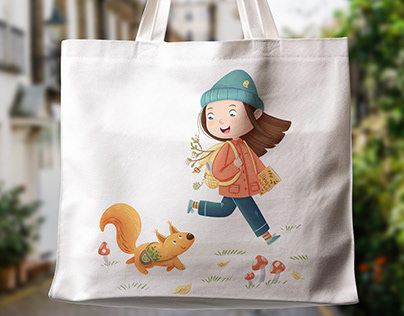 Cozy autumn character design and illustrations for bags