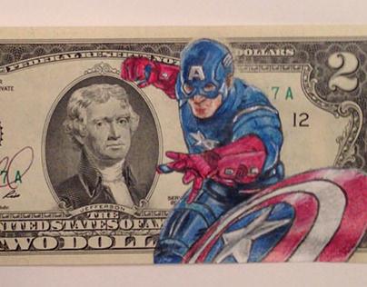 Captain America Currency Art by Gary Rudisill