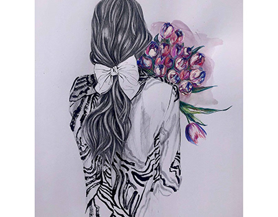 Fashion illustration with flowers