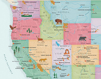 WESTERN UNITED STATES ILLUSTRATED MAPS