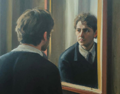 A person looking into a mirror Painting.