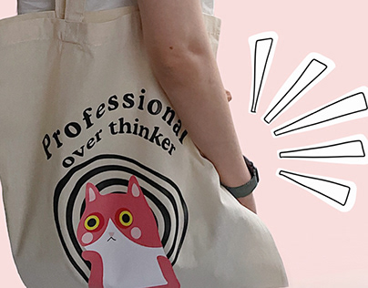 Tote bag, cat , overthinking
