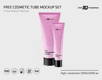 Free Cosmetic Tube PSD Mockup Set