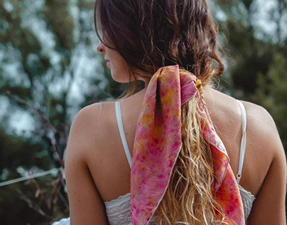 Naturally dyed silk scarf