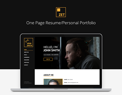 ZET - One Page Resume/Personal Portfolio HTML Template