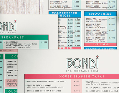 Diseño menú | Bondi Ibiza