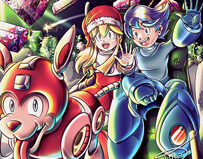Mega Man, Roll & Rush at Christmas ⚡️ by Rekhtion 015