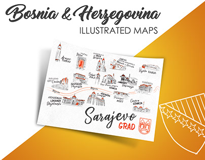 Illustrated cities of Bosnia and Herzegovina