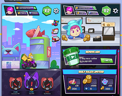 KITTY DELIVERY IDLE GAME GUI