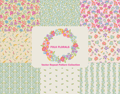 Project thumbnail - Folk Florals - Vector Repeat Pattern Collection