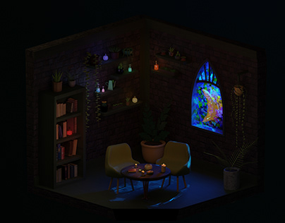 3D Isometric Living Room